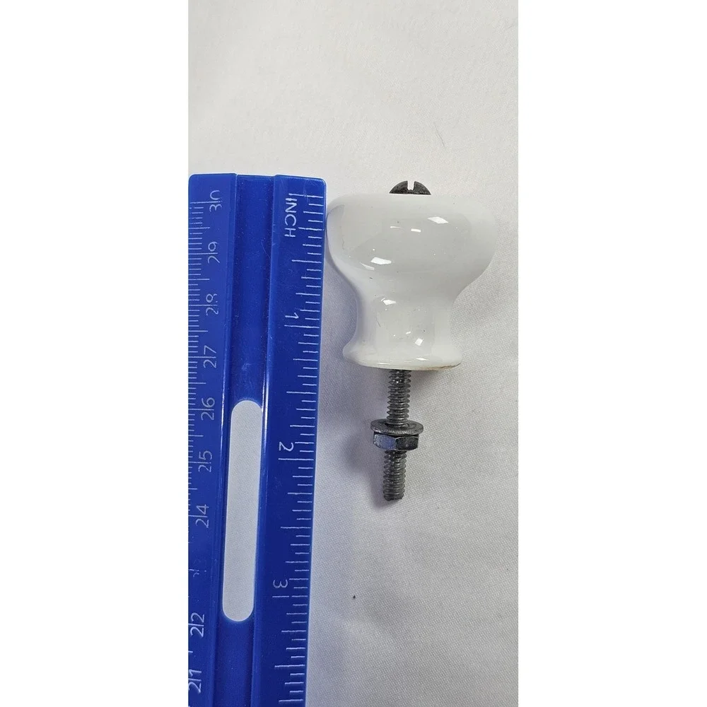 Vintage White Porcelain Cabinet Knobs Japan Drawer‎ Pull Screw Lot Of 2